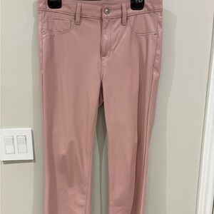 American Eagle Outfitters Women's Blush Faux Leather Straight Leg Ankle Jeans